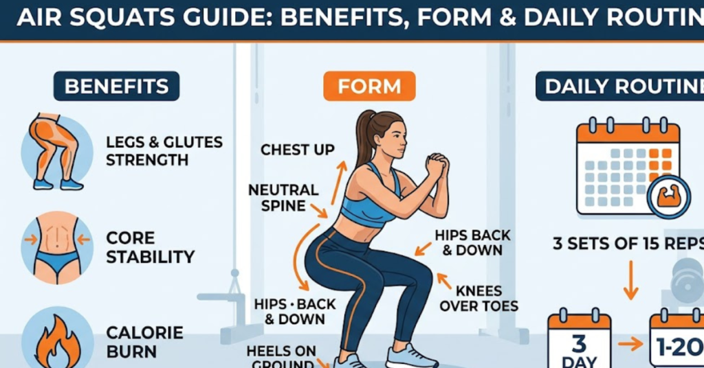 Air Squats Guide: Benefits, Form & Daily Routine