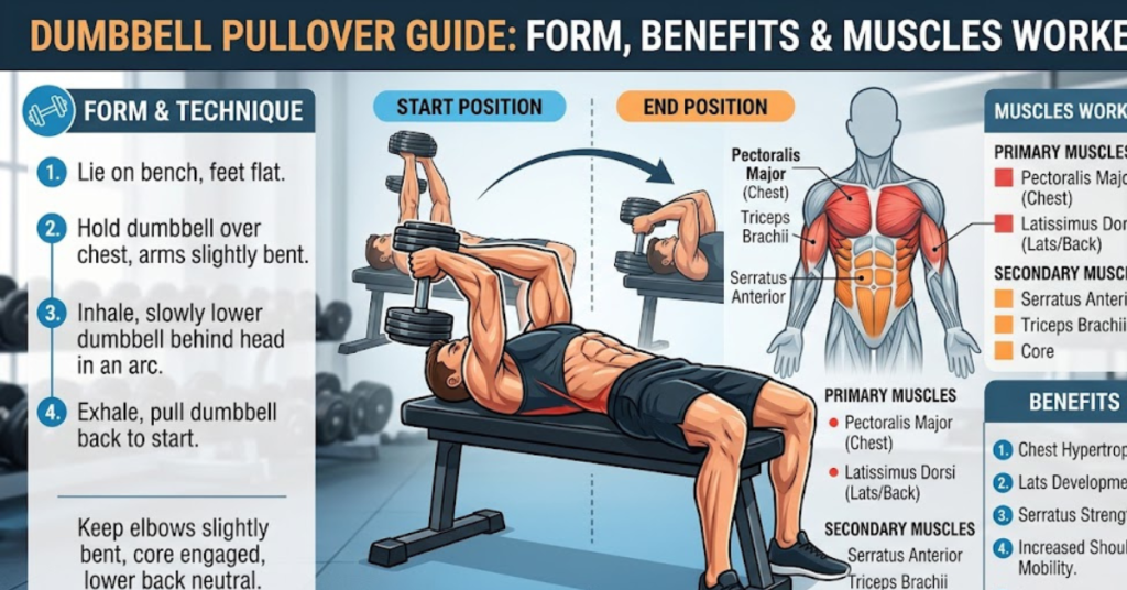 Dumbbell Pullover Guide: Form, Benefits & Muscles Worked
