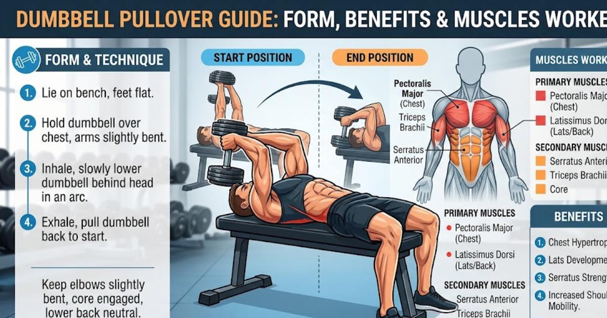 Dumbbell Pullover Guide: Form, Benefits & Muscles Worked
