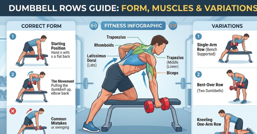 Dumbbell Rows Guide: Form, Muscles & Variations