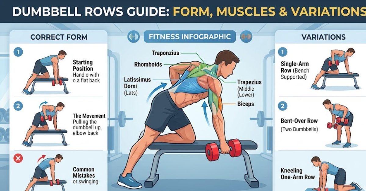 Dumbbell Rows Guide: Form, Muscles & Variations