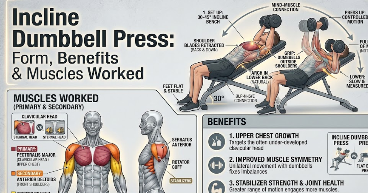 Incline Dumbbell Press Form, Benefits & Muscles Worked