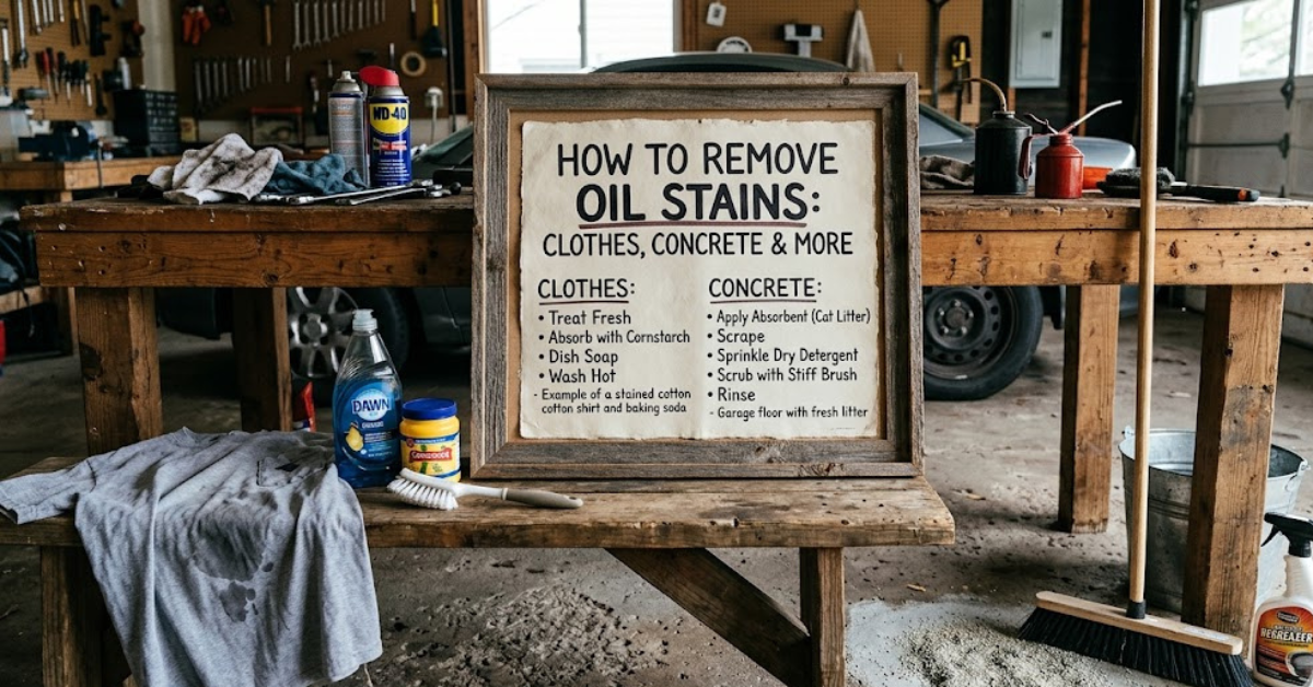 How to Remove Oil Stains: Clothes, Concrete & More